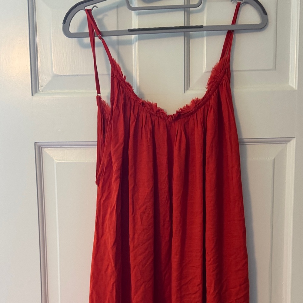 Indah Vibrant Red Spaghetti Strap Dress